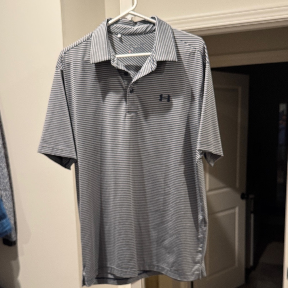 Under Armour Men's Polo Shirt - Black and White Stripes